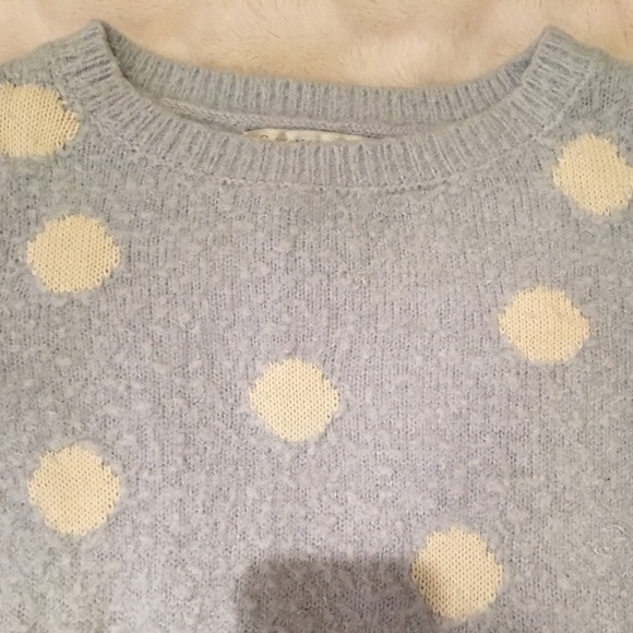 Lauren Conrad Blue & White Polka Dot Fuzzy Sweater - Picture 2 of 5